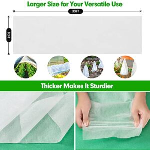 Plant Covers Freeze Frost Protection, 33 FT x 10 FT Frost Cloth Plant Freeze Protection Cover, Frost Blankets for Outdoor Plants, Summer Overheat Prevention and Insects Barrier for Outdoor Plants