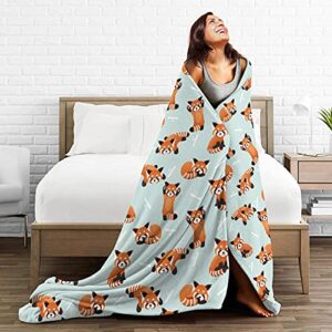 Cute Red Panda Bamboo Throw Blanket Soft Lightweight Warm Flannel Comfort Gift Throws Bedding for Home Bed Sofa Couch Travel