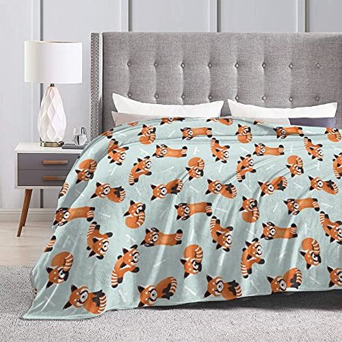 Cute Red Panda Bamboo Throw Blanket Soft Lightweight Warm Flannel Comfort Gift Throws Bedding for Home Bed Sofa Couch Travel