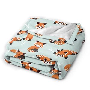 Cute Red Panda Bamboo Throw Blanket Soft Lightweight Warm Flannel Comfort Gift Throws Bedding for Home Bed Sofa Couch Travel