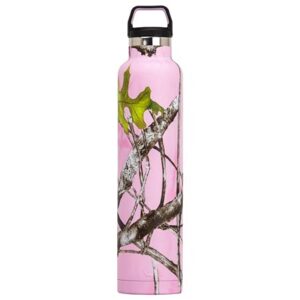 rtic water bottle, 26 oz, pink camo, double vacuum insulated water bottle, stainless steel for hot & cold drinks, sweat proof thermos, great for travel, hiking & camping