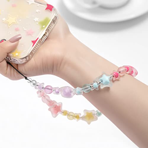 Fechdoo Bracelet Accessories Cute Cell Phone Charm, Phone Lanyard Clay Beaded Charm Chain, Phone Chain Accessories Cute Star Colorful