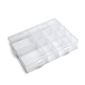juvielich clear plastic organizer box,14 grids storage container jewelry box with adjustable dividers,for beads art diy crafts jewelry fishing tackles 8.27"x6.69"x1.57"(lxwxh) 1pcs