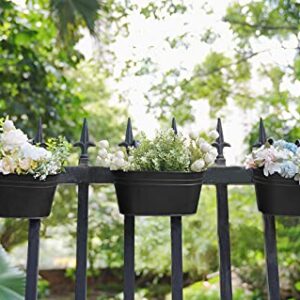 Dahey Metal Iron Hanging Flower Pots for Railing Fence Hanging Bucket Pots Countryside Style Window Flower Plant Holder with Detachable Hooks Home Decor,Black,3 Pcs