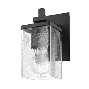 Globe Electric 51856 Wall Sconce Vanity, Matte, Seeded Glass Shade, Dakota (Black, 1-Light)