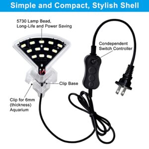 WEAVERBIRD Aquarium Light M3 Fan Shape Fish Tank LED Light 5W 12 LED Planted Clip Lamp for 4-10Inch 6mm Thick Fish Tanks