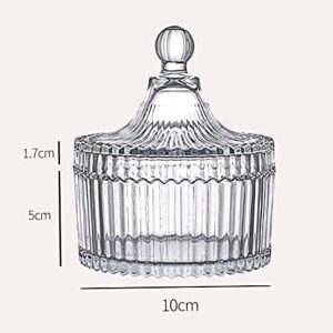 FTOF Glass Candy Storage Box Clear Sugar Dish With Lid Crystal Covered Candy Bowl Apothecary Food Buffet Container Holder, 250ml