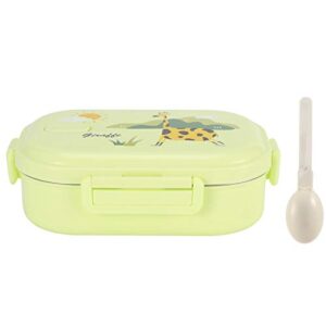 insulated lunch box leak-proof stainless steel bento box kids lunch box children container (solid green-giraffe)