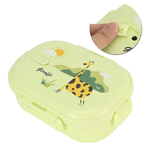 Insulated Lunch Box Leak-Proof Stainless Steel Bento Box Kids Lunch Box Children Container (Solid green-giraffe)