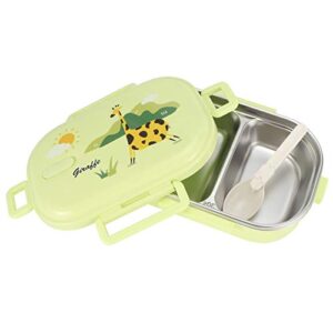 Insulated Lunch Box Leak-Proof Stainless Steel Bento Box Kids Lunch Box Children Container (Solid green-giraffe)