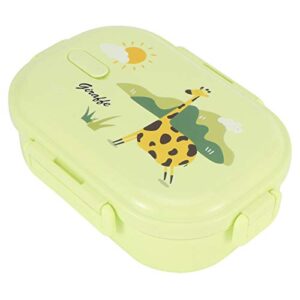 Insulated Lunch Box Leak-Proof Stainless Steel Bento Box Kids Lunch Box Children Container (Solid green-giraffe)