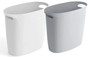 feiupe 4 gallon small trash can bathroom wastebasket garbage can for kitchen office bathroom bedroom (white+gray, 4 gallon(2 pack))