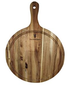 acacia wood round serving board, made in vietnam 14 x 18.5 x 0.6 inch