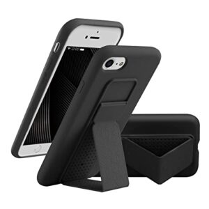 laudtec soft silicone kickstand case compatible with iphone se 2022/2020 case,iphone 8 case,iphone 7 case vertical and horizontal stand hand strap kickstand case for iphone se /8/7(4.7")(black)