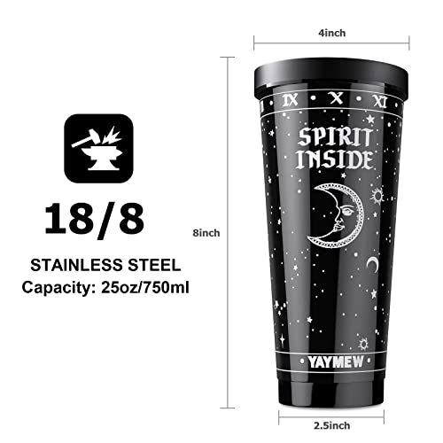 Insulated 24oz Stainless Steel Witch Witchy Tumbler with Straw Gothic Goth Travel Coffee Cup Vacuum Water Bottle Simple Modern Kitchen Decor Mug for Thanksgiving Christmas Gift Travel Thermos 750ml