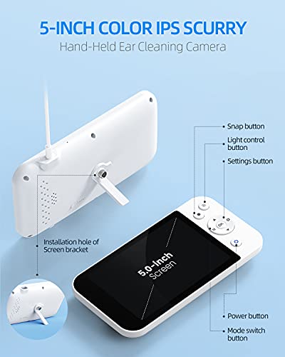 Digital Otoscope with Light, Ear Camera with Ear Wax Removal Tool, ScopeAround Ear Cleaning Camera with 5" Screen for Kids, Adults & Pets, Ear Scope, 32GB Card Supports Photo and Video Recording.