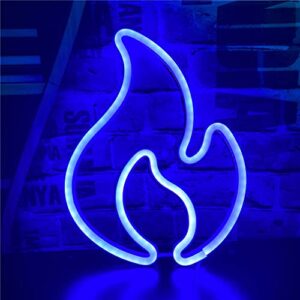 qiaofei flame neon sign lights hanging decorative neon light usb or battery operated for home bedroom bar restaurant christmas birthday party gift led art wall decoration light-blue