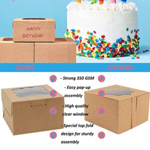 OAMCEG 100 PCS Bakery Boxes with Window and Stickers 4x4x3 Inch Individual Cupcake Boxes Pastry Boxes Cookie Boxes Small Cake Boxes Carrier Holders Containers for Packaging, Mini Dessert Boxes