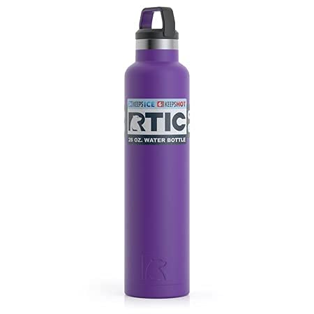 RTIC 26 oz Vacuum Insulated Water Bottle, Metal Stainless Steel Double Wall Insulation, BPA Free Reusable, Leak-Proof Thermos Flask for Hot and Cold Drinks, Travel, Sports, Camping, Majestic Purple