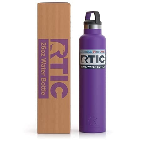 RTIC 26 oz Vacuum Insulated Water Bottle, Metal Stainless Steel Double Wall Insulation, BPA Free Reusable, Leak-Proof Thermos Flask for Hot and Cold Drinks, Travel, Sports, Camping, Majestic Purple