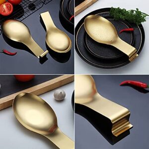 Matte Gold Spoon Rest, Stainless Steel Spoon Holder for Stove Top, kitchen utensils Holder for Ladles, Tongs, Spatula, Stove Spoon Holder, Pot Lid Holder, Dishwasher Safe (1PC-9.5 Inch)