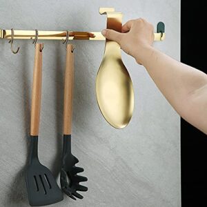 Matte Gold Spoon Rest, Stainless Steel Spoon Holder for Stove Top, kitchen utensils Holder for Ladles, Tongs, Spatula, Stove Spoon Holder, Pot Lid Holder, Dishwasher Safe (1PC-9.5 Inch)