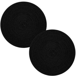 trivets for hot pots and pans 8 inches 2 pcs, trivet for hot dishes, hot pads for kitchen table, cooking potholder set, large coasters cotton mat to protect counter (black)