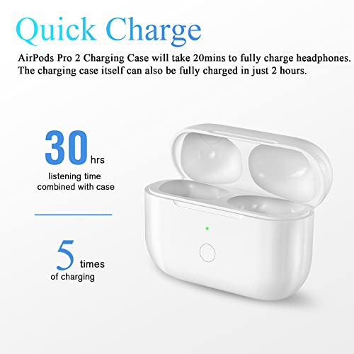 Compatible for AirPods Pro 2nd Generation Charging Case Replacement, Compatible for Wireless AirPods Pro 2 Charger Case with Bluetooth Pairing Sync Button, Built-in Large Battery