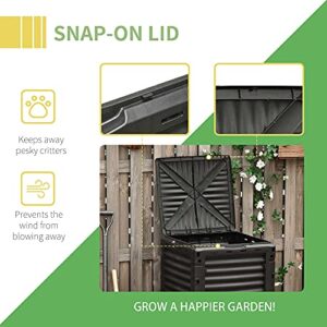 Outsunny Garden Compost Bin 80 Gallon Outdoor Large Capacity Composter Fast Create Fertile Soil Aerating Box, Easy Assembly, Yellow