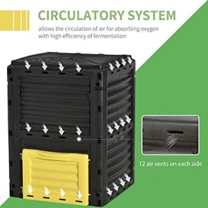 Outsunny Garden Compost Bin 80 Gallon Outdoor Large Capacity Composter Fast Create Fertile Soil Aerating Box, Easy Assembly, Yellow