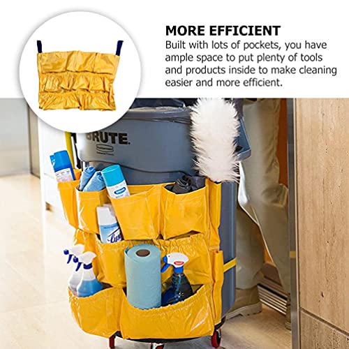 Multi- pockets Vinyl Caddy Bag- Yellow Trash Bin Tool Caddy Bag, garbage bin caddy bag Trash Caddy Bag for Maid Cleaning Trash cleaning tool caddy Can brute caddy bag