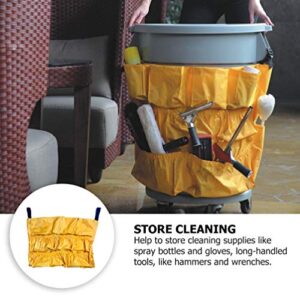 Multi- pockets Vinyl Caddy Bag- Yellow Trash Bin Tool Caddy Bag, garbage bin caddy bag Trash Caddy Bag for Maid Cleaning Trash cleaning tool caddy Can brute caddy bag