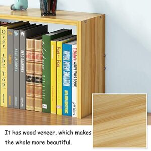 Catekro Desktop Bookshelf, Table Top Shelves, Desktop Shelves & Office Shelves, Desk Organzier， Storage Rack Adjustable Wood Display Simple Style Suitable for Study School（Black）