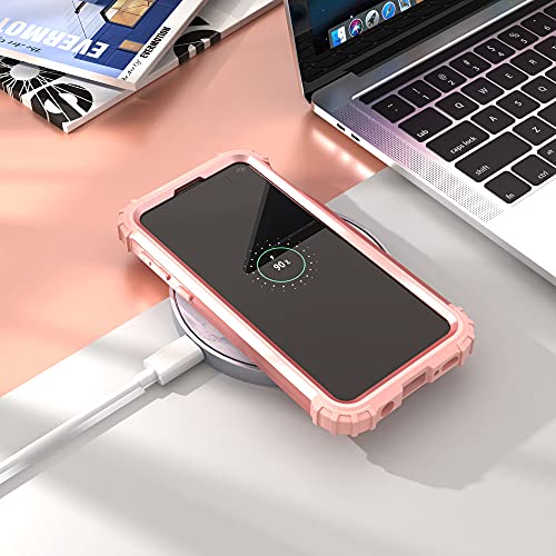 IDweel Galaxy S10E Case with Tempered Glass Screen Protector, Galaxy S10E, Hybrid 3 in 1 Shockproof Heavy Duty Protection Hard PC Cover Soft Silicone Rugged Bumper Full Body Cover, Rose Gold