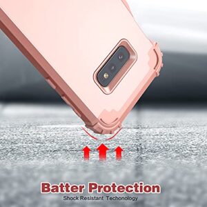 IDweel Galaxy S10E Case with Tempered Glass Screen Protector, Galaxy S10E, Hybrid 3 in 1 Shockproof Heavy Duty Protection Hard PC Cover Soft Silicone Rugged Bumper Full Body Cover, Rose Gold