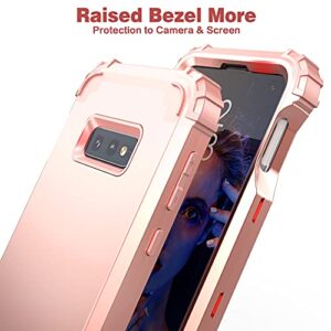 IDweel Galaxy S10E Case with Tempered Glass Screen Protector, Galaxy S10E, Hybrid 3 in 1 Shockproof Heavy Duty Protection Hard PC Cover Soft Silicone Rugged Bumper Full Body Cover, Rose Gold