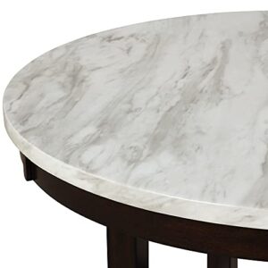 New Classic FURNITURE Celeste Faux Marble Round Dining Table, 48-Inch, Espresso