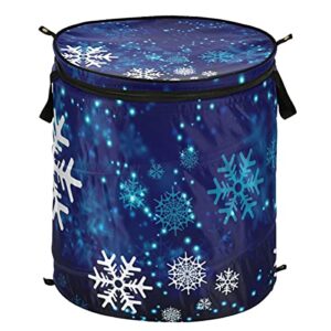 domiking christmas new year winter snowflakes popup laundry hamper with handles collapsible laundry basket portable storage organizer for college dorm travel kids rooms