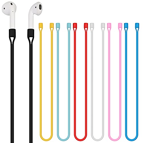 TENLUBEN Airpods String Gorsun Colorful Super Strong Strap Sport String Cord Anti-Lost Leash Running Silicone Cable Connector Tether Lanyard Neck Rope Compatible with Apple Airpods Pro/2/1 (Pack of 7)