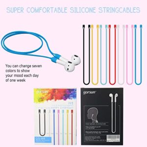 TENLUBEN Airpods String Gorsun Colorful Super Strong Strap Sport String Cord Anti-Lost Leash Running Silicone Cable Connector Tether Lanyard Neck Rope Compatible with Apple Airpods Pro/2/1 (Pack of 7)