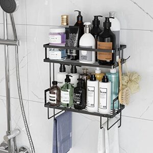 Godboat Over The Toilet Storage, 2-Tier Bathroom Organizer Shelves, Multifunctional Toilet Rack,No Drilling Space Saver with Wall Mounting Design (Black)