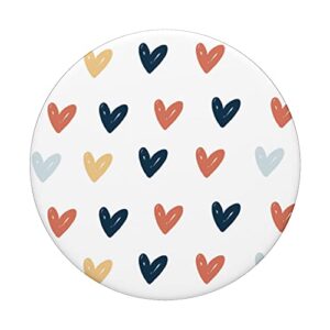 Neutral Pastel Colors Cute Love Hearts With White Background PopSockets Swappable PopGrip