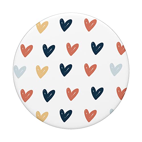 Neutral Pastel Colors Cute Love Hearts With White Background PopSockets Swappable PopGrip