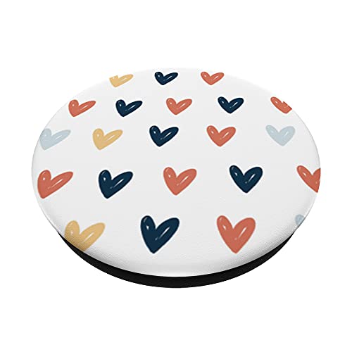 Neutral Pastel Colors Cute Love Hearts With White Background PopSockets Swappable PopGrip