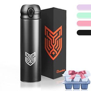 dzanken 18oz insulated bottle vacuum insulated water bottle stainless steel thermos, travel cup, coffee & tea,stainless steel vacuum flask,equipped with ice tray