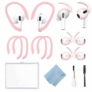 4 pairs ear hooks compatible with apple airpods 3 and airpods pro, anti-drop ear covers airpods accessories for running, cycling and other indoor-outdoor activities (pink)