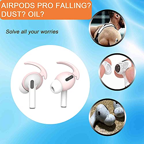 4 Pairs Ear Hooks Compatible with Apple AirPods 3 and AirPods Pro, Anti-Drop Ear Covers AirPods Accessories for Running, Cycling and Other Indoor-Outdoor Activities (Pink)