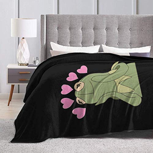 Ahuahua Kermit The Frog Sherpa Fleece Blanket Ultra Soft and Cozy Throws (50Inx40In60Inx50In 80Inx60In) for Couch Bed, Black