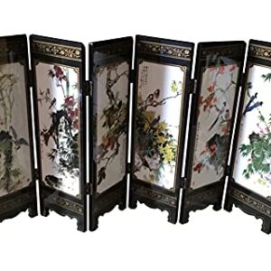 APERFECT Decorations for The Home, 6 Panel Divider, Mini Folding Screen, Chinese Lacquerware, Mini Desktop Folding Screen, Feng Shui Ornaments, Oriental Gift, Business Gift