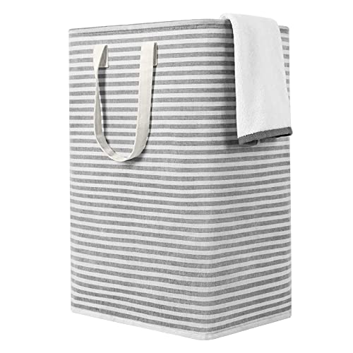 ZERO JET LAG 72L Laundry Hamper with Handles Large Laundry Basket Laundry Bin Collapsable Dirty Clothes Basket Laundry Bag Foldable Dirty Clothes Hamper (Striped Grey)